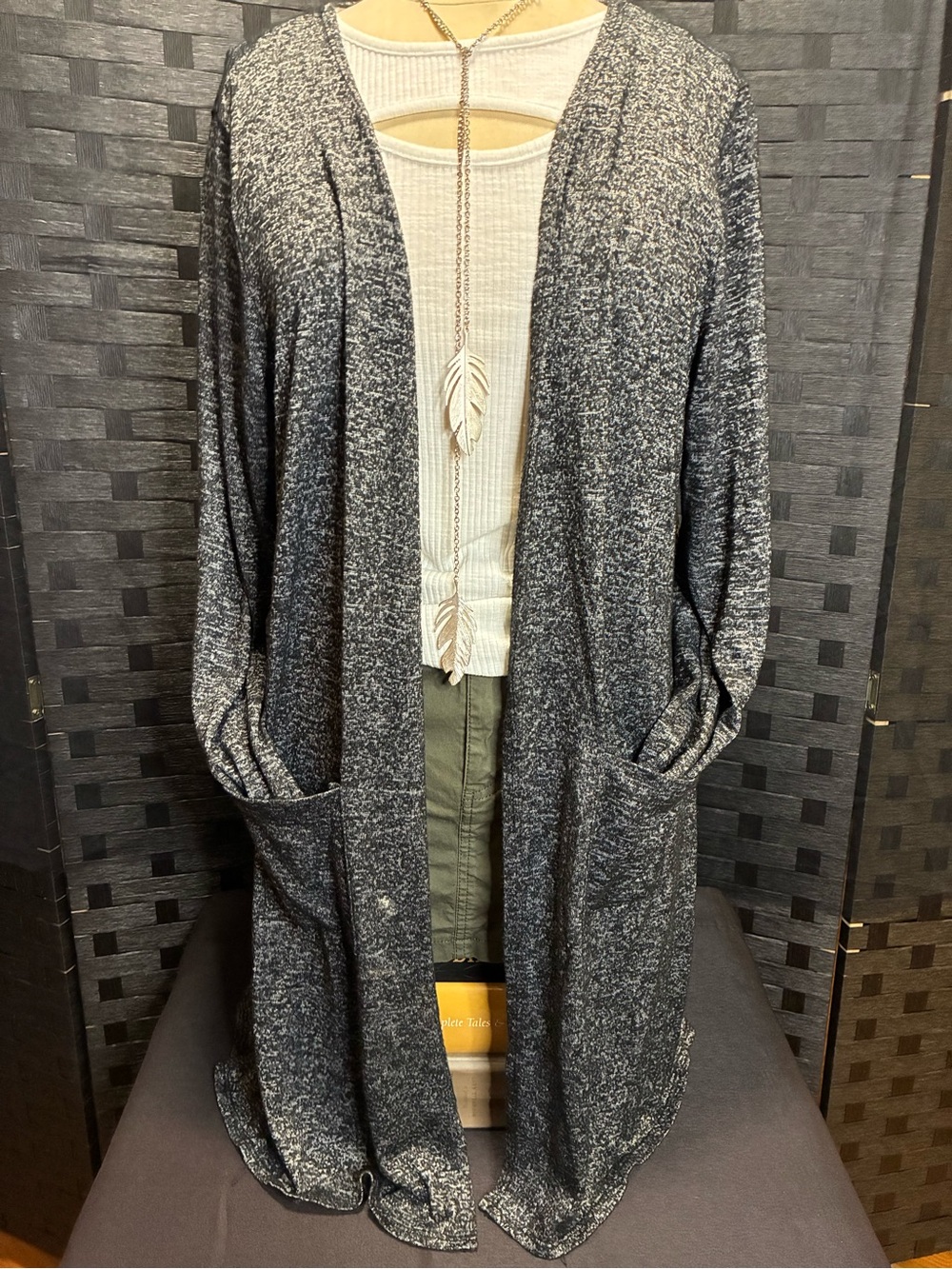 Cozy Open-Front Long Cardigan Sweater - Charcoal